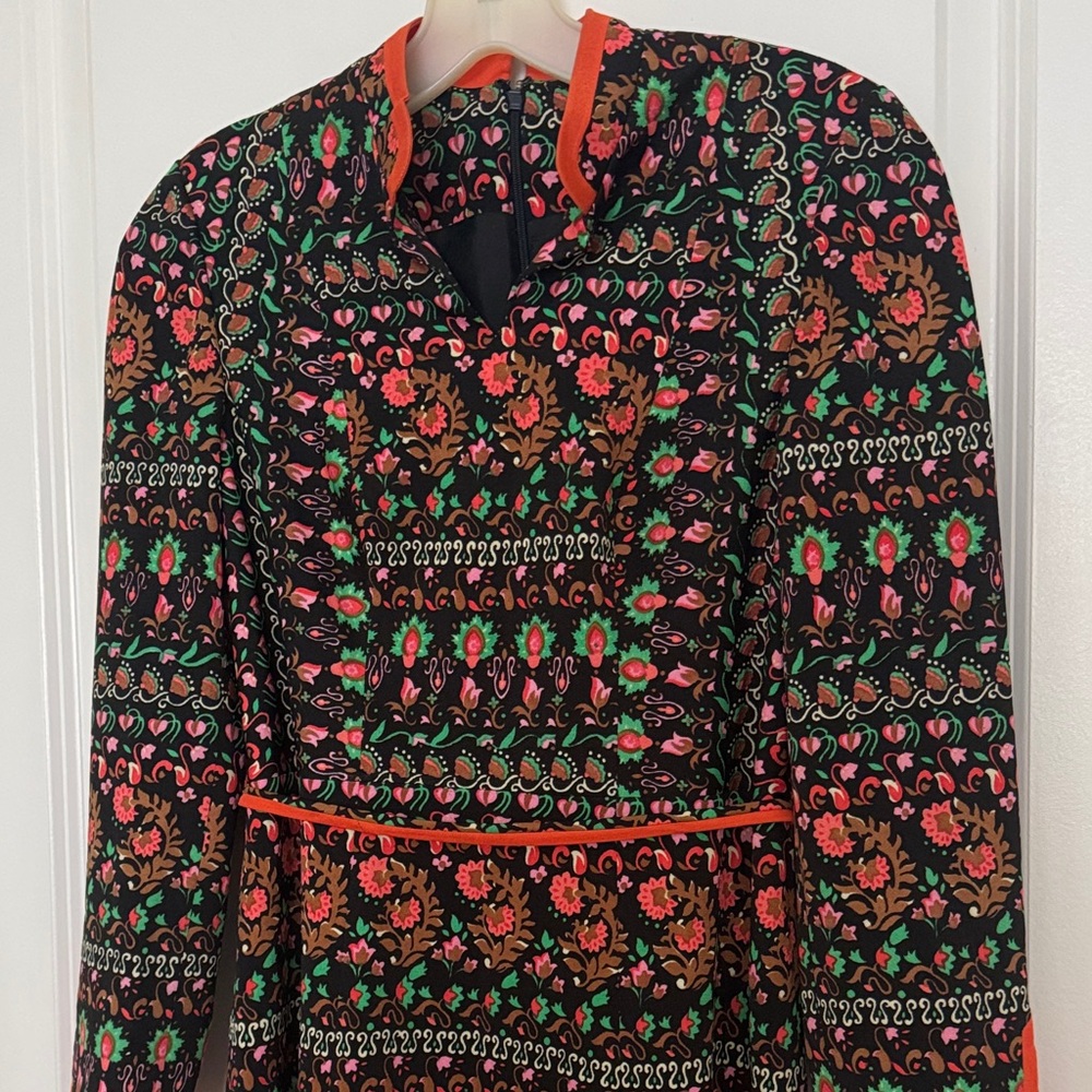 Vibrant Long Sleeve Dress with Floral Patterns